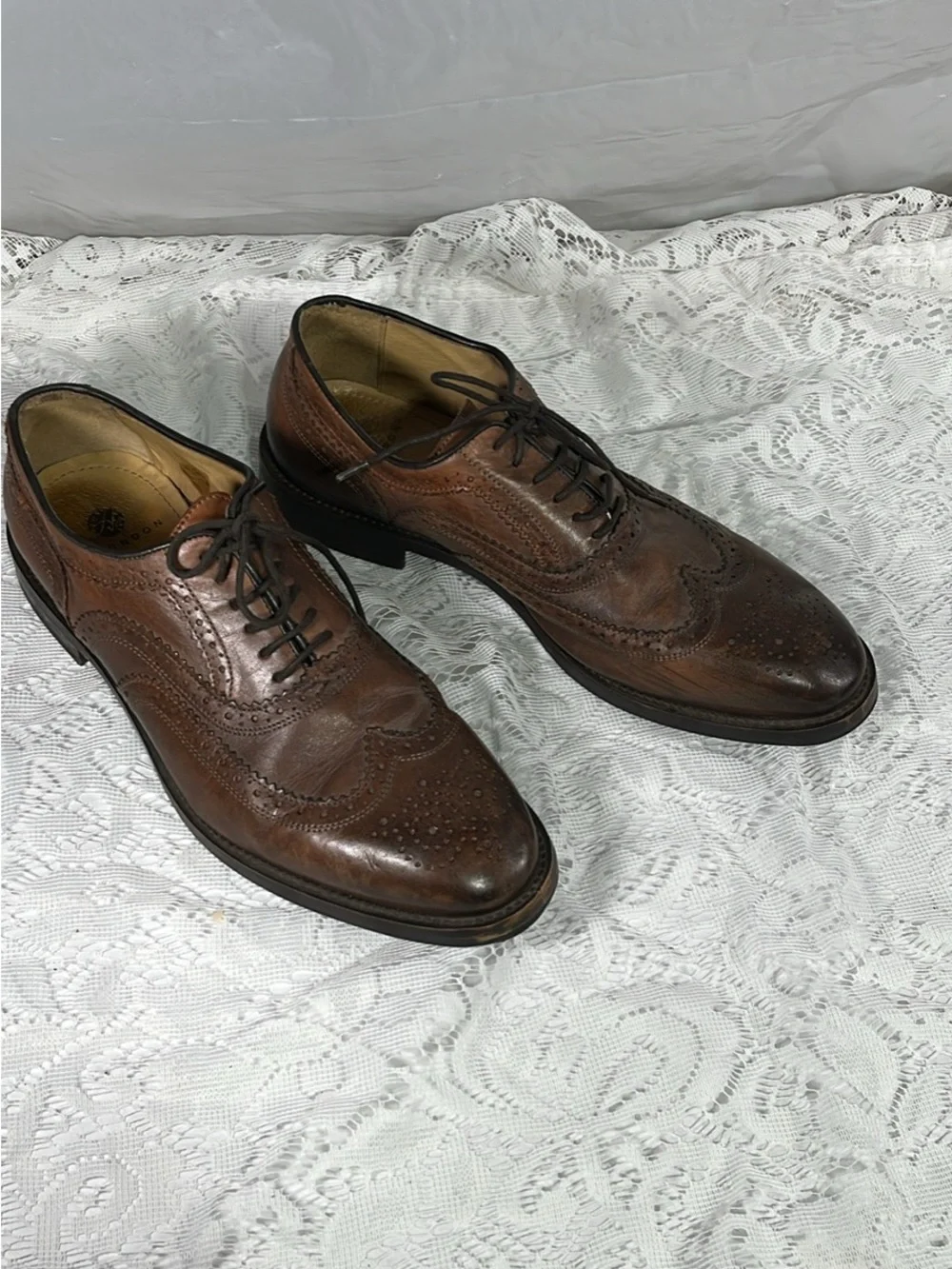Classic Men's Brown Leather Wingtip Oxfords